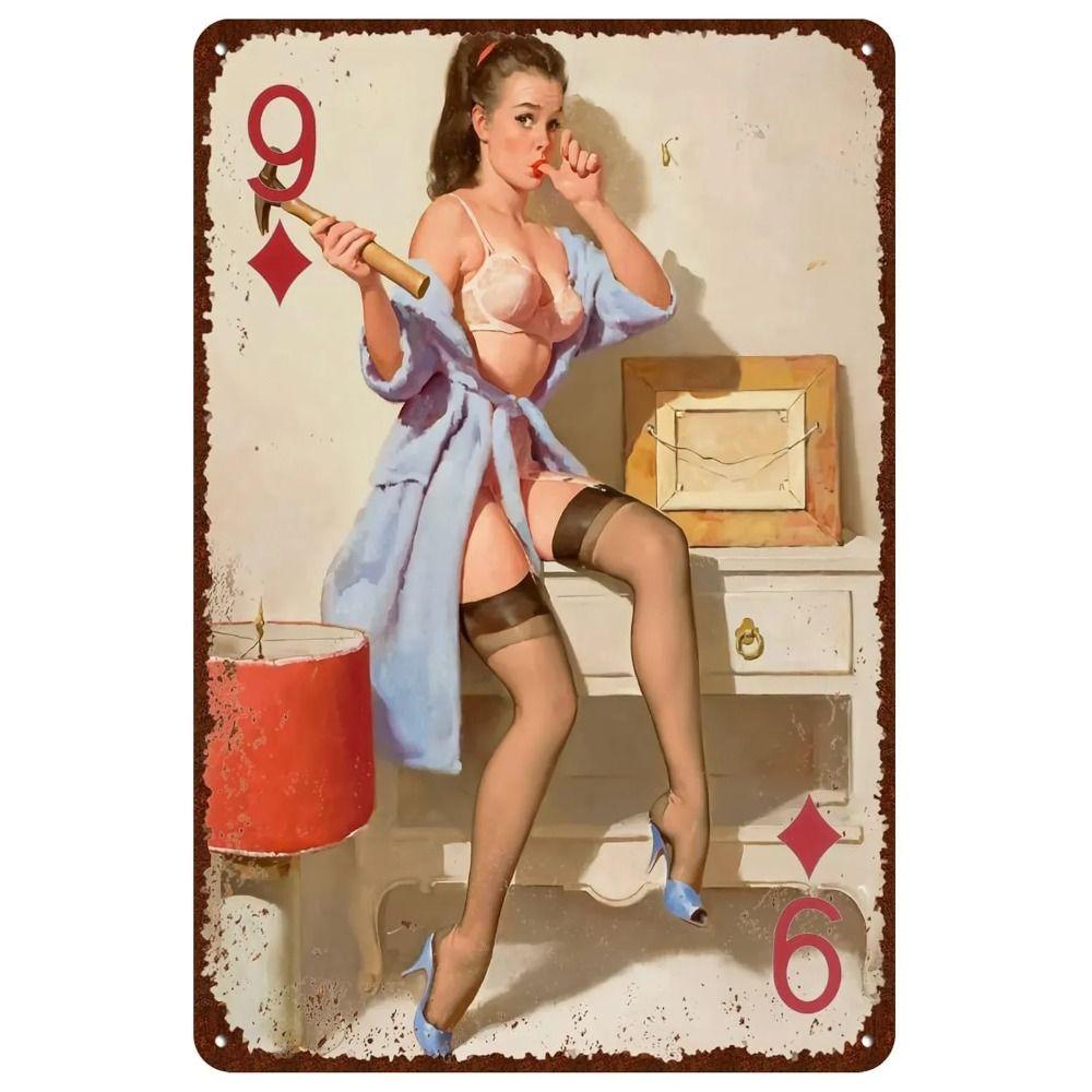 Pin-Up Girl Retro Metallwand Schild 30x20cm