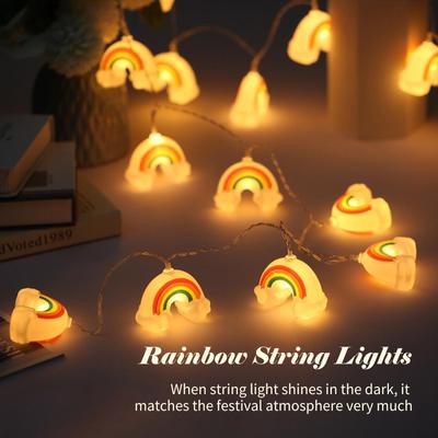 Guirlande Lumineuse Arc-en-ciel 10FT 20LED Lumières Décoratives de Noël Guirlandes Lumineuses LED Suspendues Toujours Allumées &