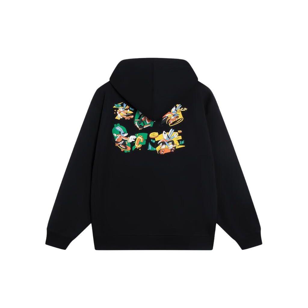 LI-NING Unisex 2023FW Cultural Series X Pablo Ientile Collaboration Loose Graphic Hooded Sweatshirt Black AWDT161-3