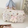 Sevimli Ayı Tatlı Kalp Kurdele Gül Dantel Kozmetik Çantası Büyük Kapasiteli Taşınabilir Seyahat Saklama Çantası Kadın El Çantası Kız Çocuk Tuvalet Çantaları