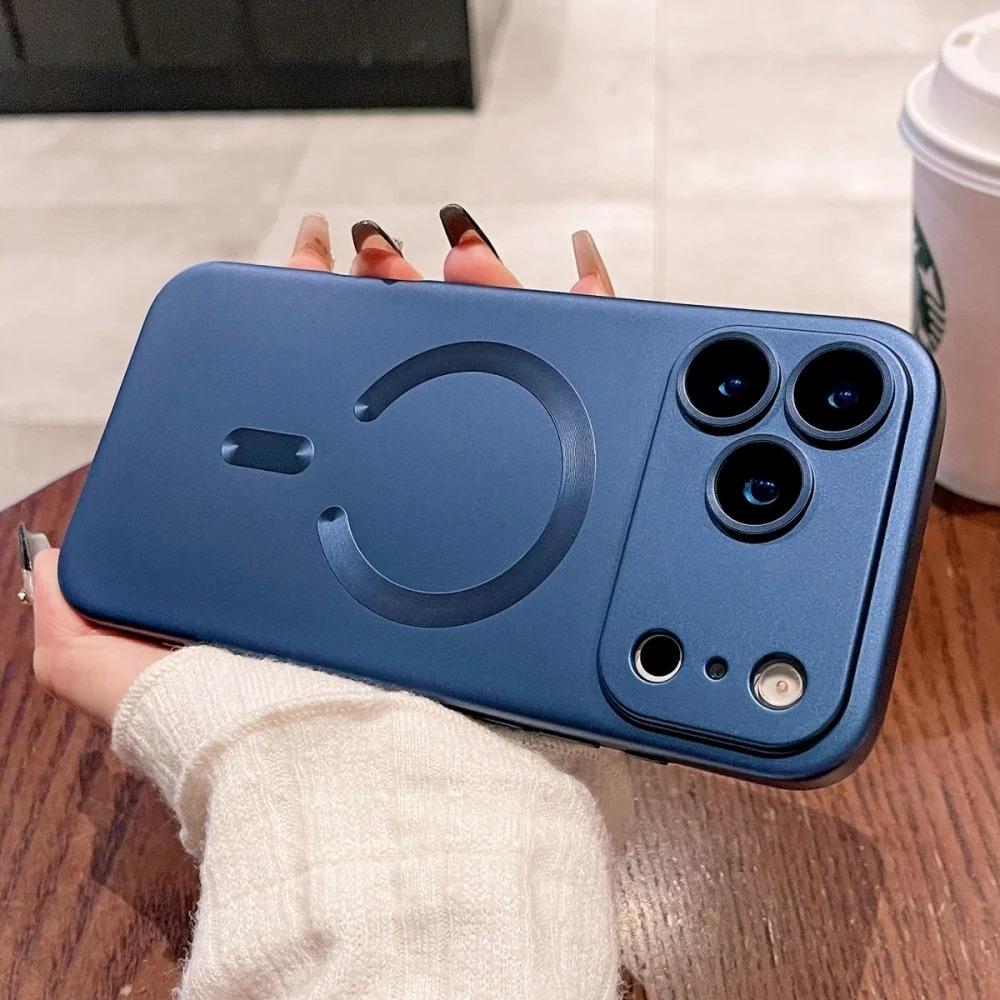 Luxury Metallic Paint Magnetic Phone Case For iPhone 17 16 15 14 Pro Max 16 15 Plus 17 Air For Magsafe Wireless Charging Cover