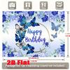 Whimsical Butterfly Birthday Backdrop, Delicate Blue Design with Butterflies and Flowers, Festive and Elegant Party Wall Decor