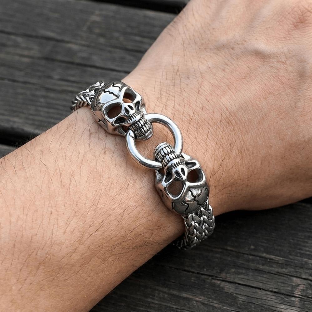 Gothic Style Skull Punk Bracelet Vintage Retro Men Shiny Finish Bracelet Halloween