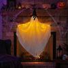 Patio Halloween Ornaments Hanging Ghost with Witch Hat, Light Up Spooky Tree Decorations Outdoor Decor for Porch Tree, Haunted House Scene Ornament