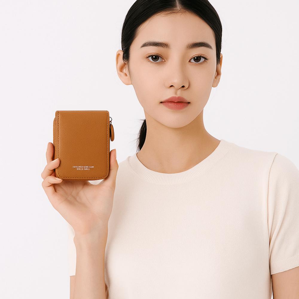 Short Clutch PU Leather Card Holder Zipper Coin Purse Retro Women Short Wallet Card Storage Bag