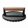 Lilang Cast Iron Round Striped Meat Press with Beech Handle