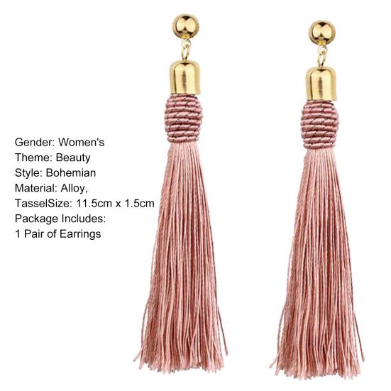 Bohemian Wedding Tassel Ear Studs Long Dangle Earrings Bridal Bridesmaid Jewelry