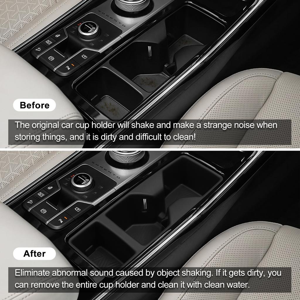 for Kia Sorento 2025-2025 2025 TPE Center Console Insert Water Cup Holder Storage Box Organizer Car Interior Accessories Black