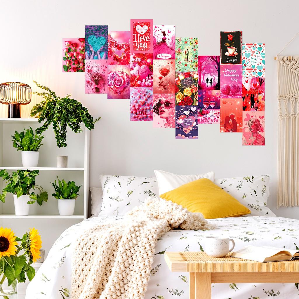 50 Valentine's Day Wall Decoration Cards For Living Room, Bedroom, Study Room Message Postcards