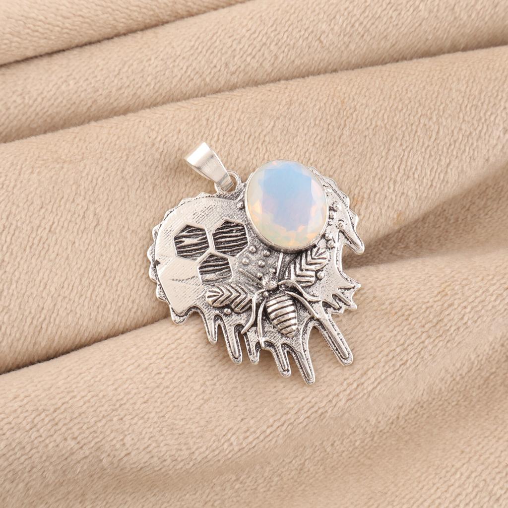 Milky Opal Gemstone 925 Sterling Silver Jewelry Pendant 1.49" For Wedding Gift CP-28-19