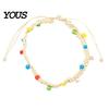 Waterproof Braided Rope Jewelry Handmade Bracelet for Women, Bohemian Woven Wrist Durable Cord Bracelets Daily Wear with Colorful Rice Beads,
