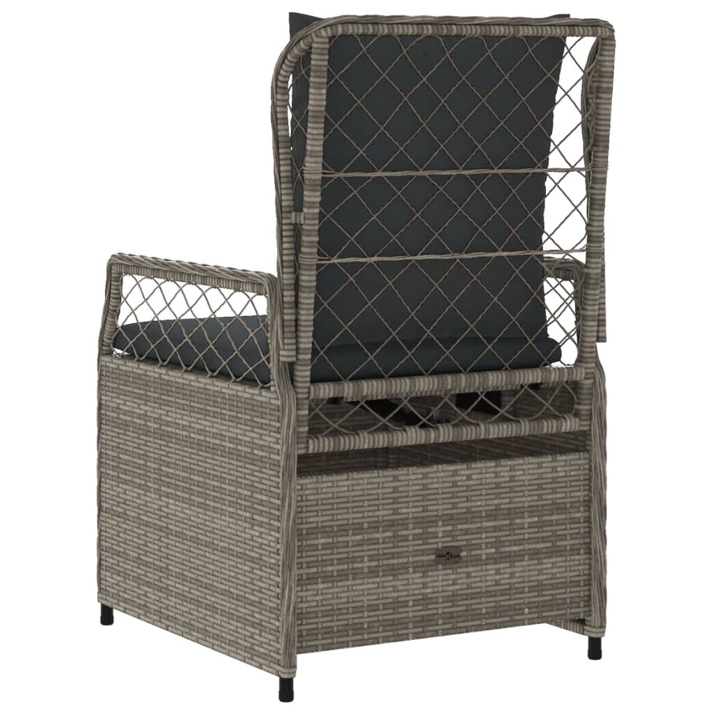 Garden Armchair 2 pcs Adjustable Grey Poly Rattan
