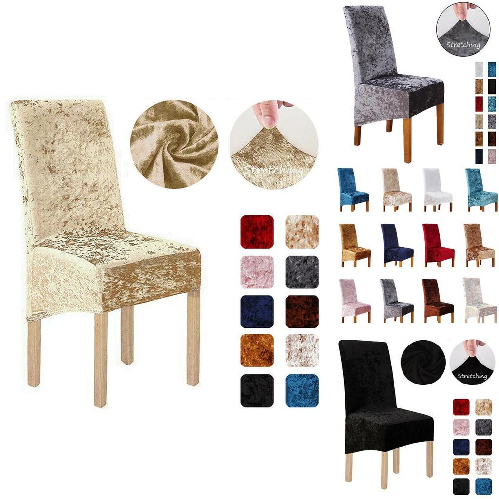 Stylish Crushed Velvet Dining Chair Covers With Secure Fit And Quick Recovery Stretch