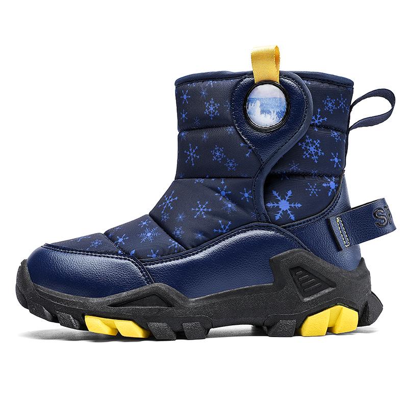 Children's Winter Snow Boots - Fleece-lined, Thick, Warm Cotton, Outdoor Steel Claw Design for Boys and Girls