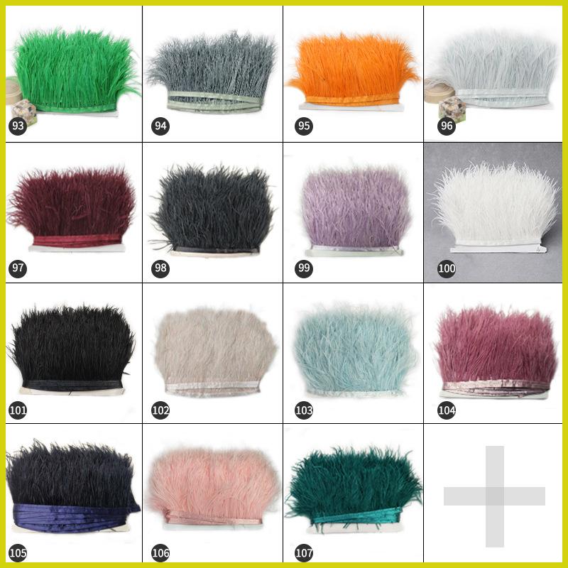Feather1 Meter Fluffy Ostrich Feather Satin Trim Cloth Sideband 8-10cm Ribbon Fringe Suitable for Skirts / Dresses / Apparel Party DIY