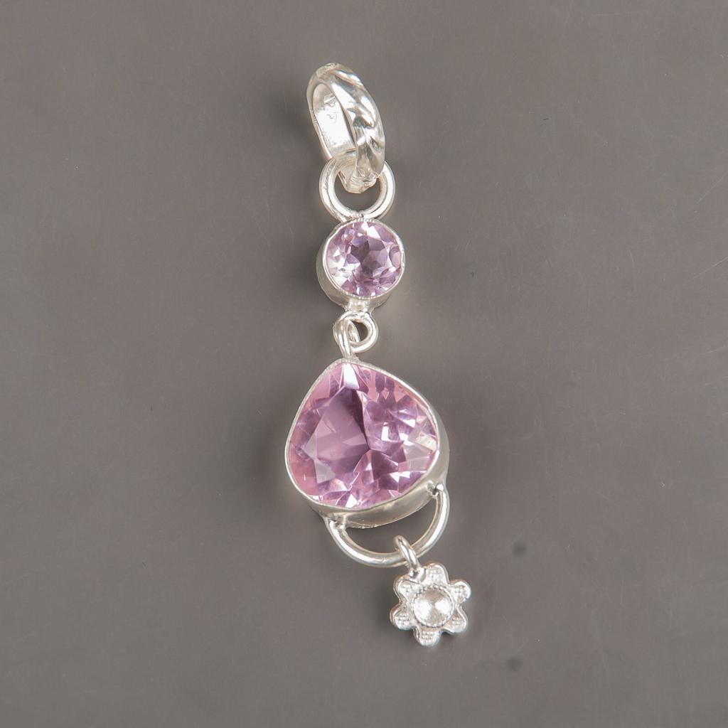 Morganite Gemstone 925 Sterling Silver Jewelry Women Gift Handmade Pendant2.00" PP-5-12