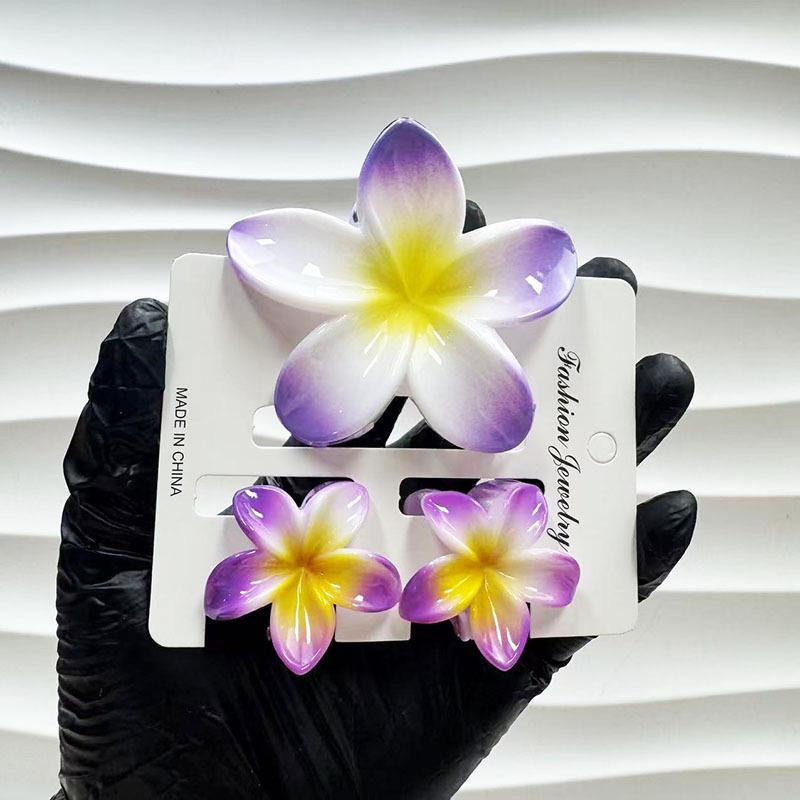 Sada skřipců do vlasů s frangipani: Květinové vlasové doplňky s imitací mramoru pro módní svátky