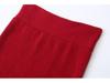 Burgundy European & American Style Winter 2024 Women's Sweater & Midi Skirt Set