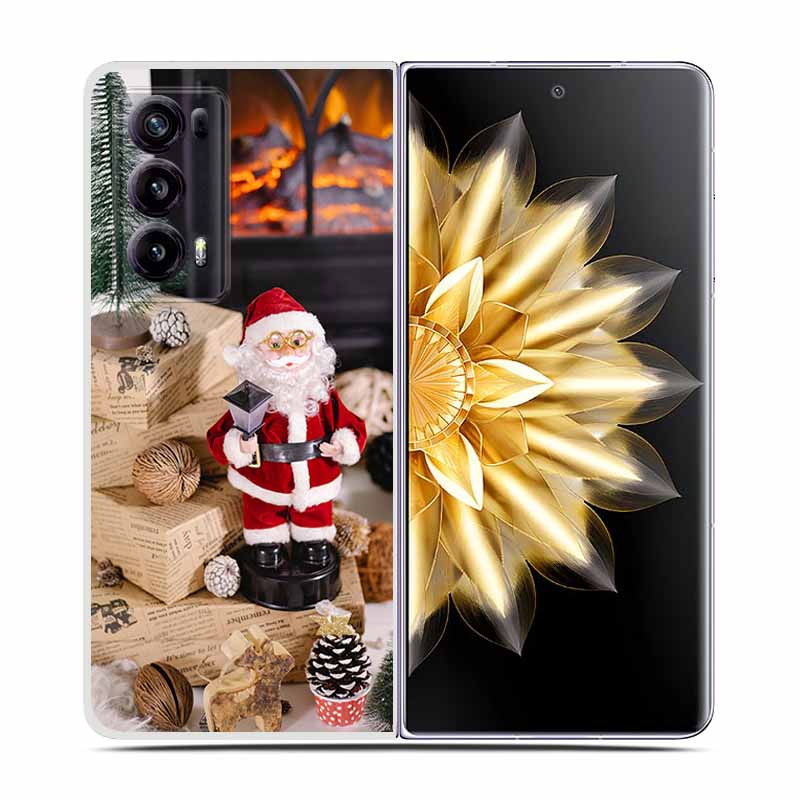 For Honor Magic V2 Case VER-AN1 Christmas Cute Clear Hard Plastic PC Back Cover For Huawei Honor Magic V2 5G Coques Cartoon Bags