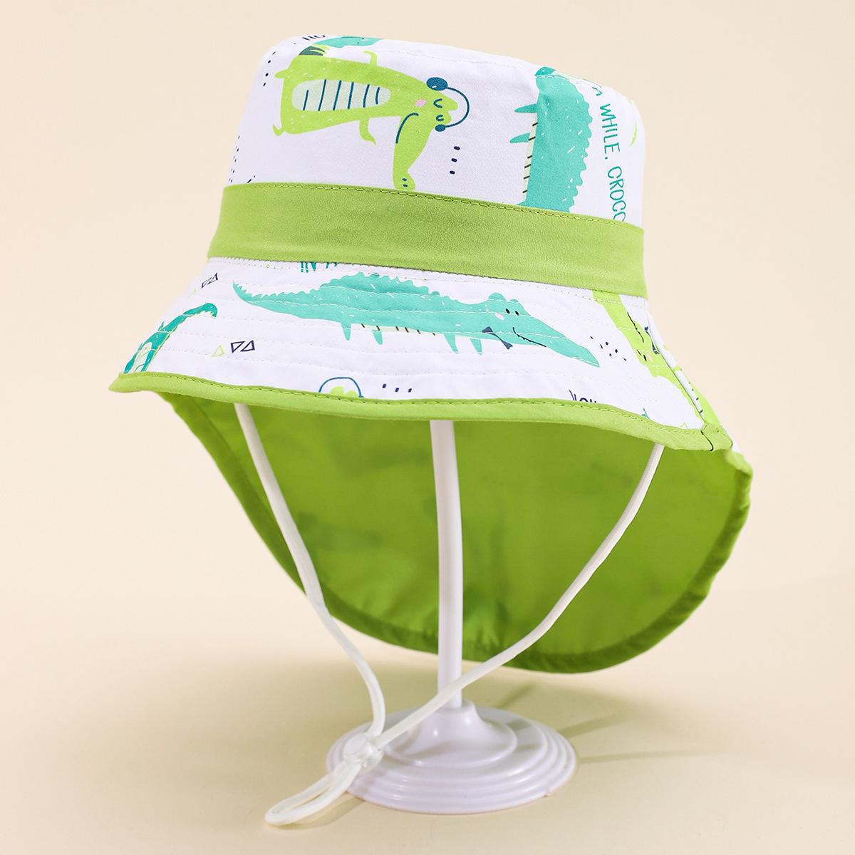Unicorn Print Children S Large-Brimmed Cartoon Shawl Hat, Outing Sun Protection Beach Hat, Fisherman Hat Neck Guard Head circumference 52cm