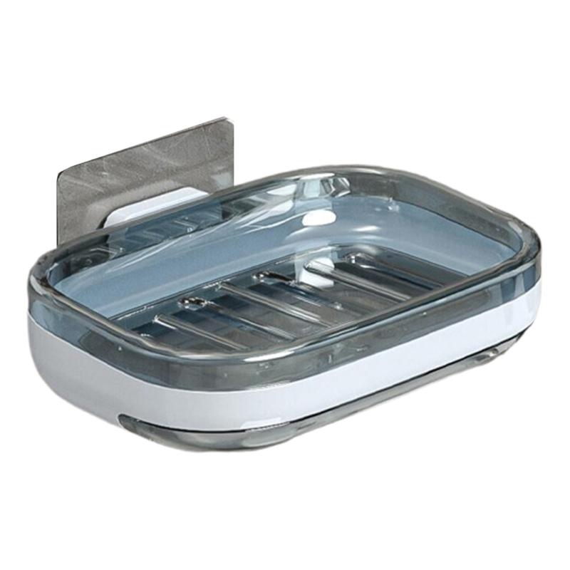 

Not Drilling Wall Mounted Soap Holder 1 or 2 Tiers Bathroom Shelf Space Saving Waterproof Easy Installs for Kitchen Counter