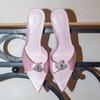 35-42 Large size pointed high-heeled sandals female summer 2025 new satin rhinestones fairy wind fine heel word
