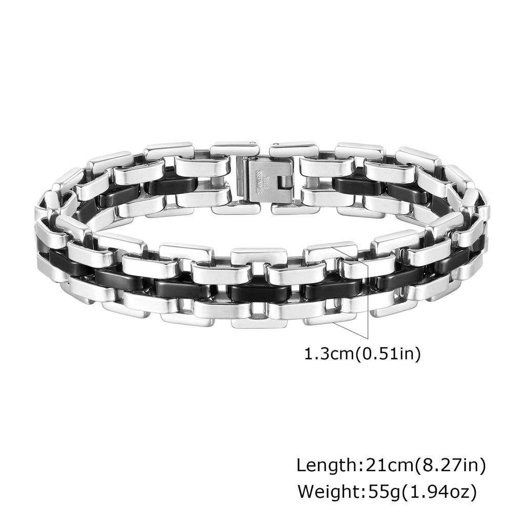 Chunky Stainless Steel Bracelets for Men,13MM Waterproof Chain Links Wristband,Trendy Punk Jewelry Gifts