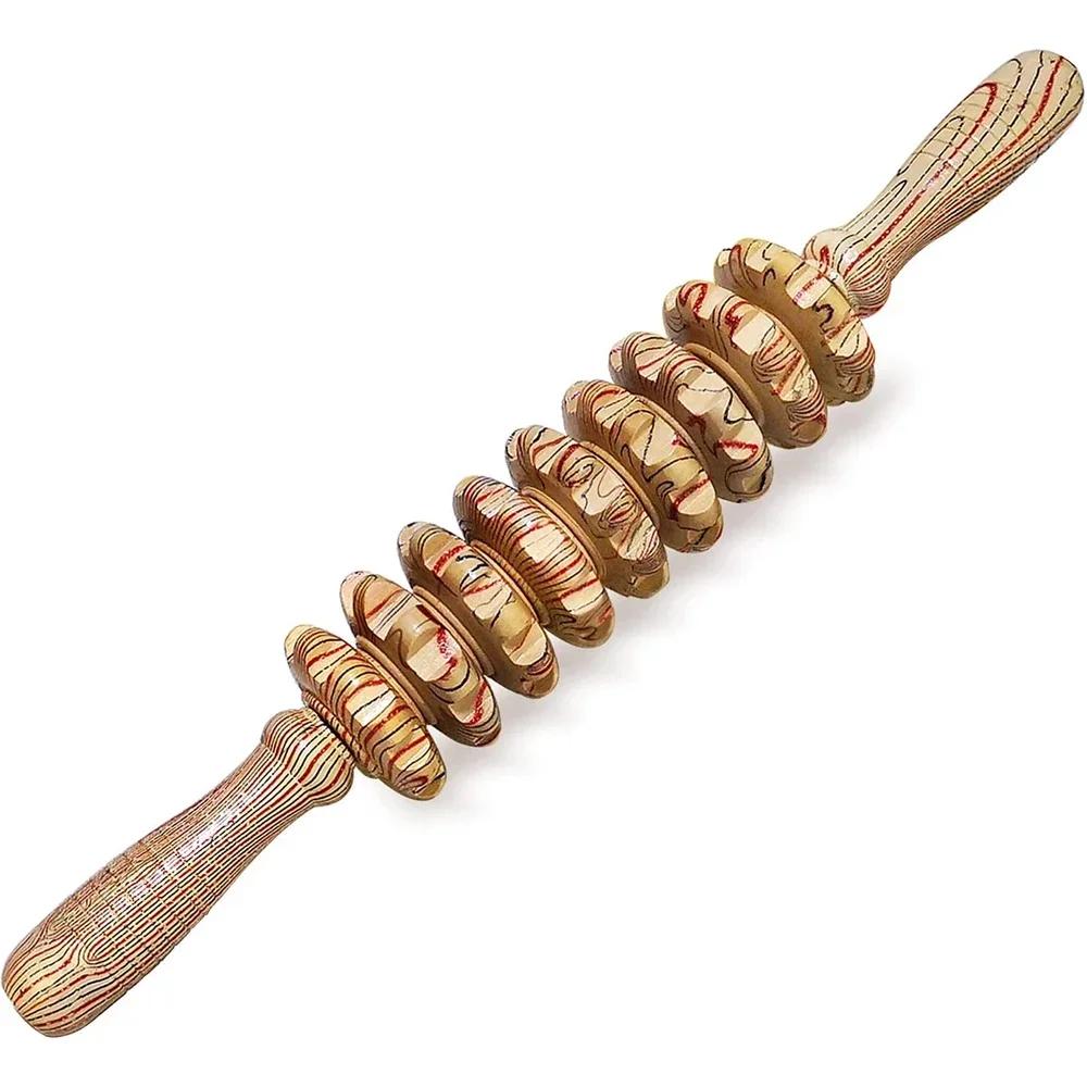 Curved Wood Roller for Stomach Cellulite Wooden Therapy Massage Tool for Body Shaping,Wood Massager Stick for Lymphatic Drainage