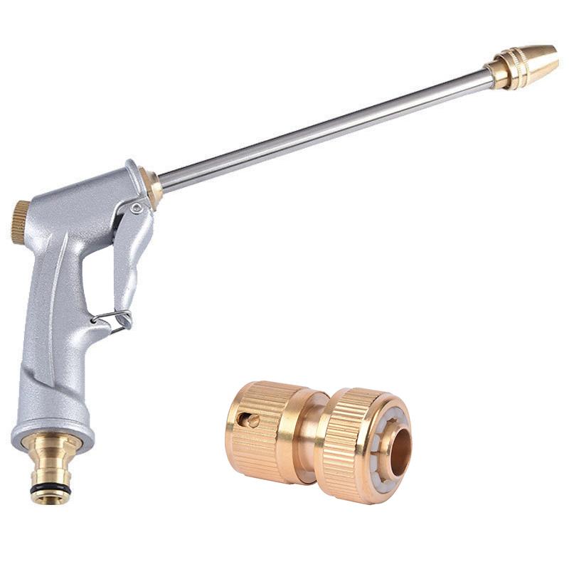 Metal Water Gun Electroplating Lengthened High Pressure Household Car Wash Nozzle Garden Irrigation Water Gun Pressure Washer