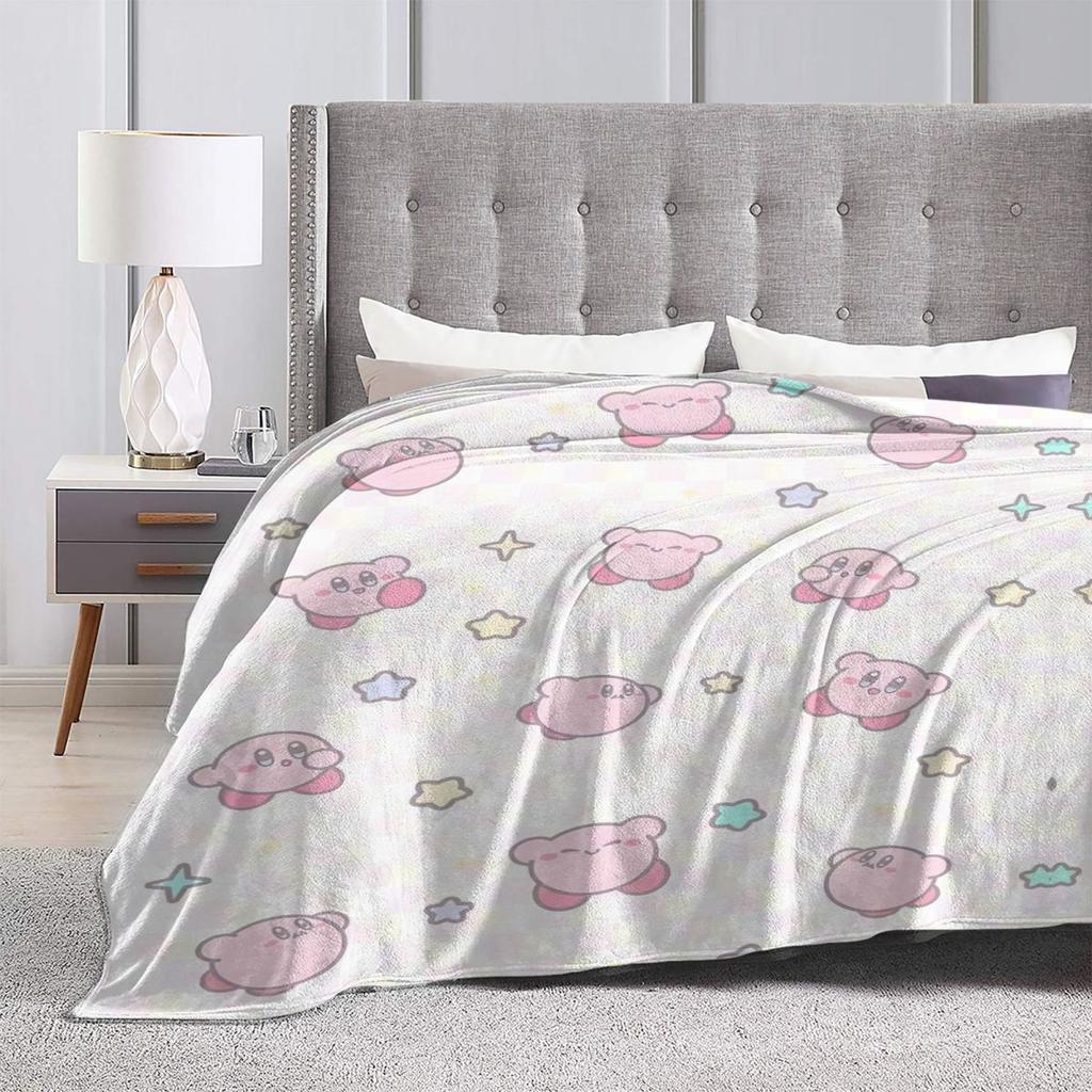 K-Kirby Stars Cute Collages Super Warm Blanket Camping Plush Throw Blanket Novelty Outdoor Flannel Bedspread Sofa Bed Cover