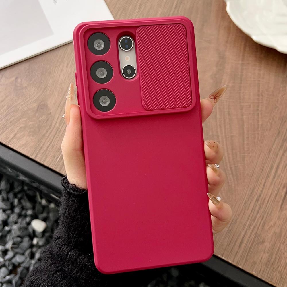 Soft Liquid Silicone Slide Camera Protection Case For Samsung S26 Ultra S25 S24 Plus S23 S22 S21 S20 FE Anti-Slip Bumper Cover