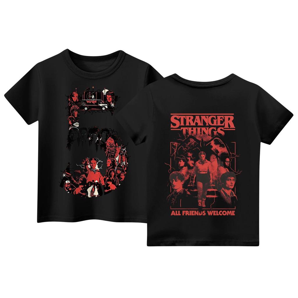 Laste lühikeste varrukatega topid, vabaaja trükiga T-särk, ümara kaelusega pulloverpluus