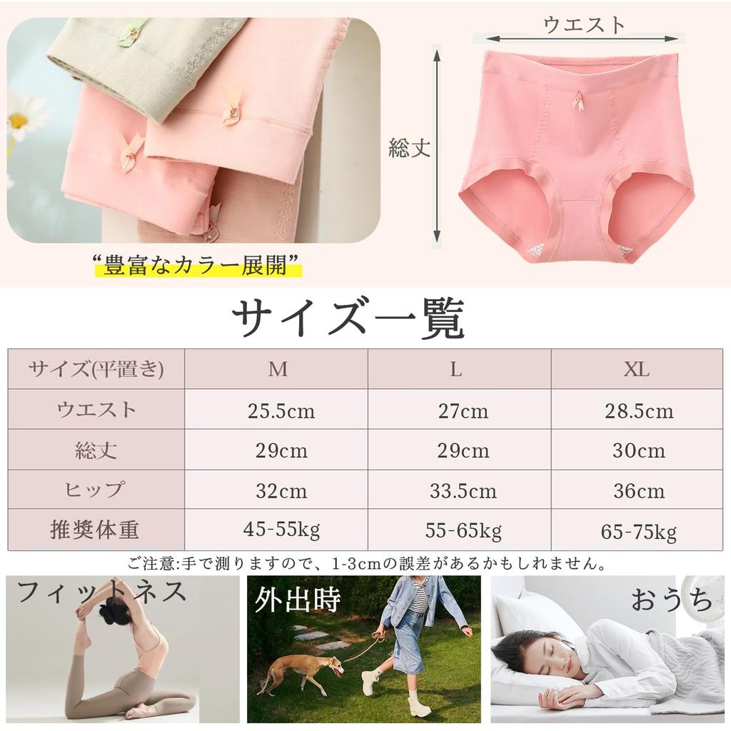 AIMUJINY Set of Cotton Breathable and Plus Size Panties 5-Piece Women's Deep-Leg Panties, 100% Cotton, Stretchy, (JP, Alphabet, XL, 5PCS-1)