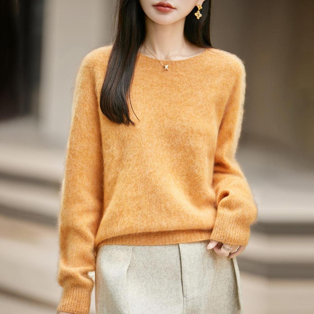 2026 Autumn/Winter Women's Cashmere Wool Long Sleeve Round Neck Knitwear Sweater