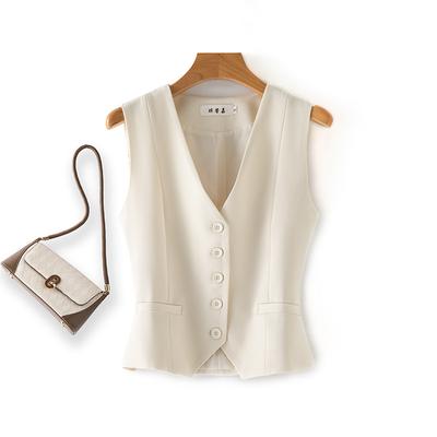 Short Suit Vest Women's Fashionable Versatile Spring Autumn Sleeveless Layering Commute Shoulder Pad No Fill Outerwear