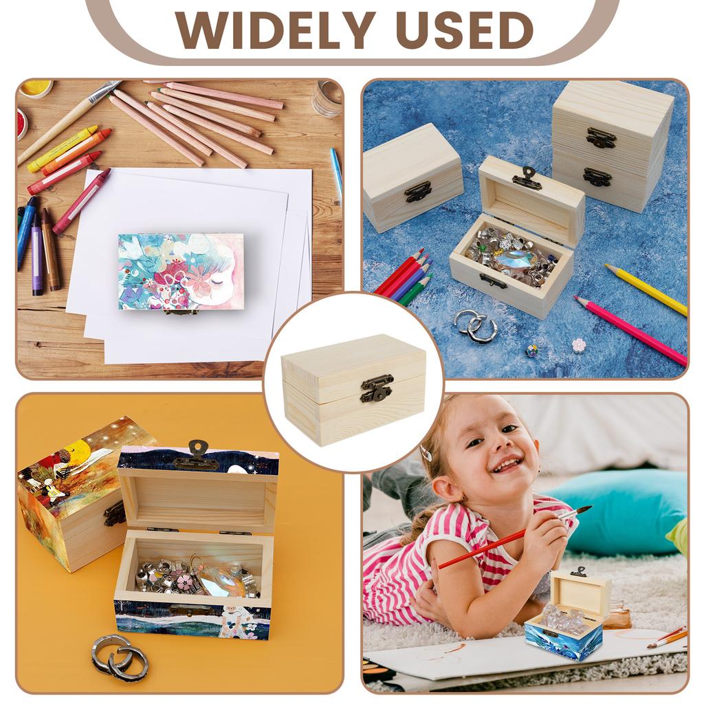 10Pcs Wooden Storage Box DIY Painting Jewelry Storage Boxes with Lid Lock Mini Organizer Boxes for Jewelry Souvenirs Small Items