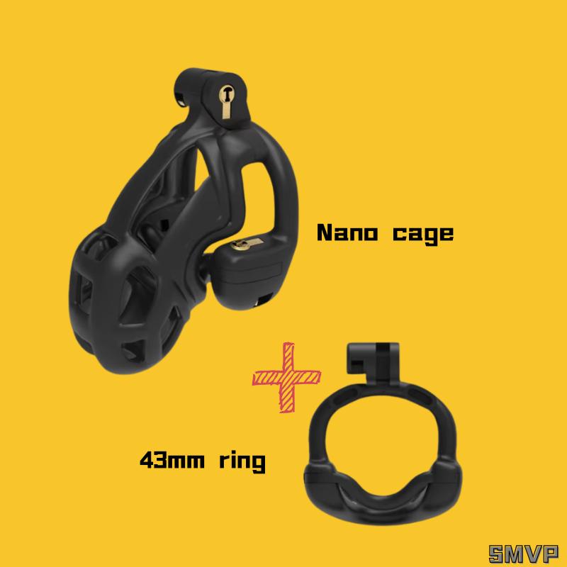 Men's Double Lock Design Chastity Cage Breathable Male Chastity Device with 4 Types of Snap Ring Adult Sex Toy Chastity Lock