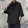 Men Cowl Collar 3/4 Sleeve Gothic Casual Loose T-shirts Tops