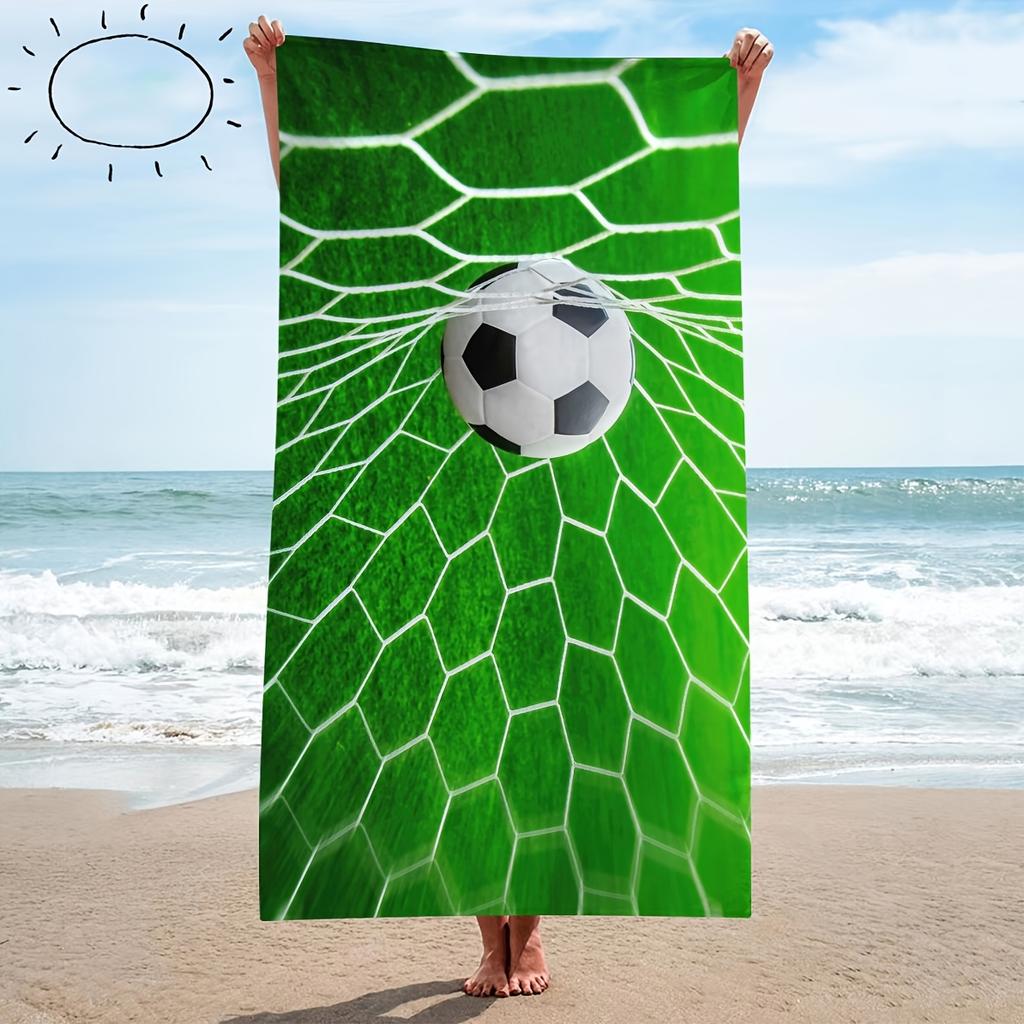 Fußballtor Strandtuch Einseitig 2D Weiches Saugfähiges Mikrofaserhandtuch Für Pool Strand Badezimmer Schwimmbad Sommer Sportliches Geschenk