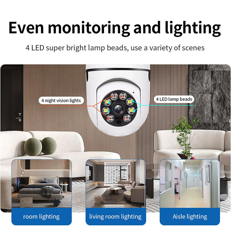 2MP E27 HD 1080P Bulb Surveillance Camera Night Vision Automatic Human Tracking 4x Digital Zoom Video Indoor Security Monitor