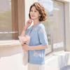 Women's Round Neck Short Sleeve Silk Blend Knitted Cardigan