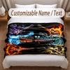 Music Guitar Theme Soft Blanket Personalized Custom Name Text Print Warm Blanket Home Sofa Bedroom Decor