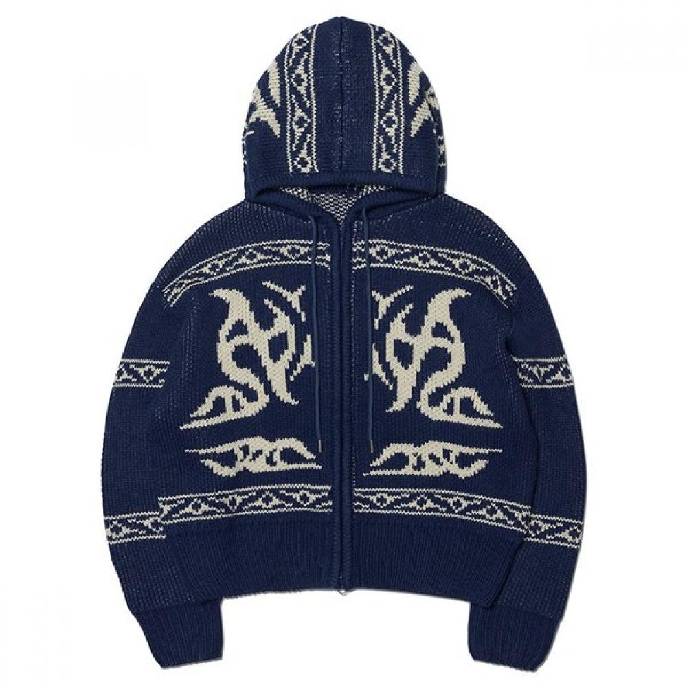 

Nomanual 24fw Толстовка с капюшоном на молнии Cowichan Темно-синий M