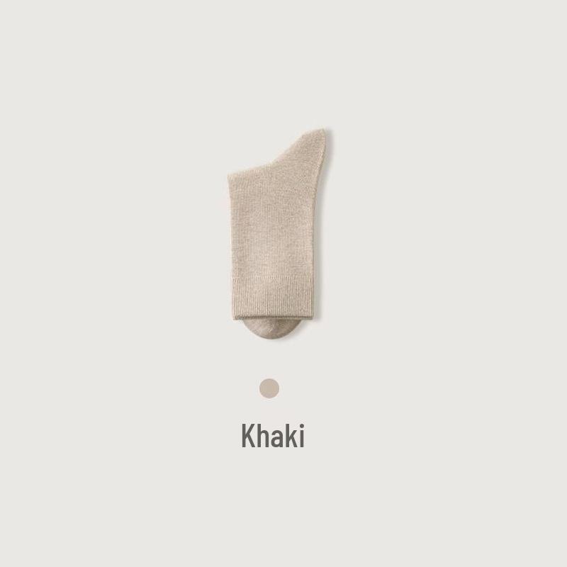 Xinjiang Women's Cotton Mid-Calf Socks - Warm, Trendy, Versatile, Solid Color, Autumn/Winter Long Socks.