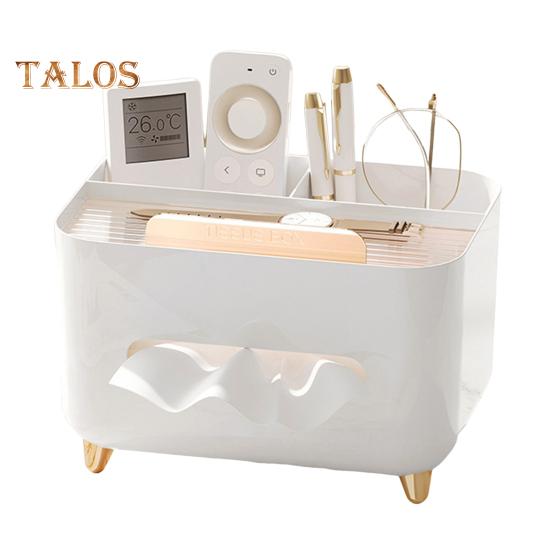 Multifunkční držák/obal na papírové kapesníky s úložnými přihrádkami Velkokapacitní obdélníkový organizér na ubrousky/kapesníky