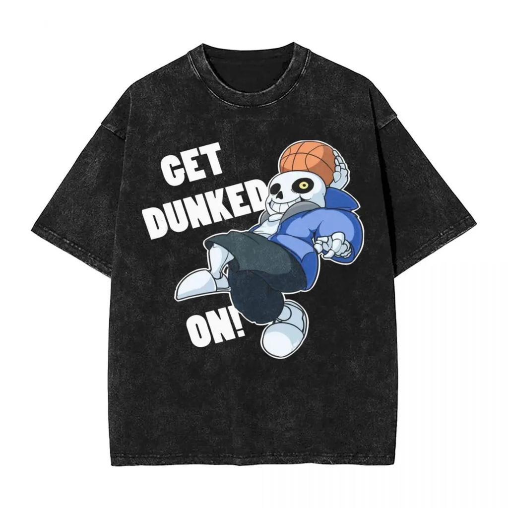 Hot Sale PS Game Undertale Sans Papyrus Graphic Print Vintage Washed TShirt Men Women Cotton Fashion Summer Tee Oversized Top