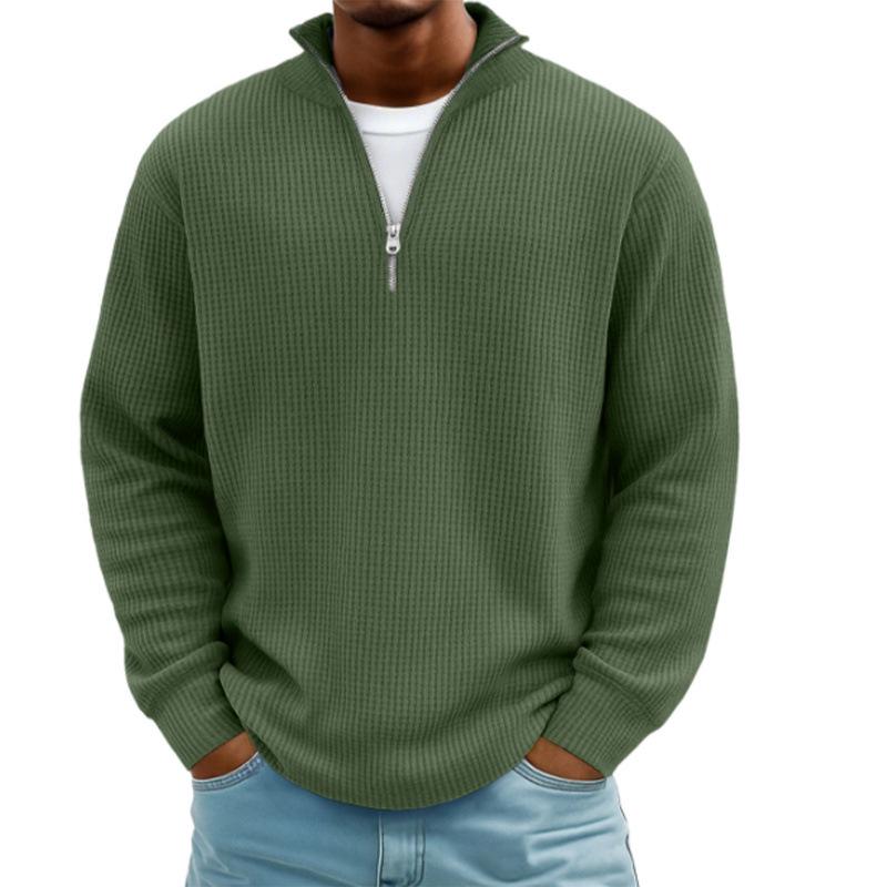 2023 European Ethnic 3D Print Men's Waffle Knit Half-Zip Hoodie