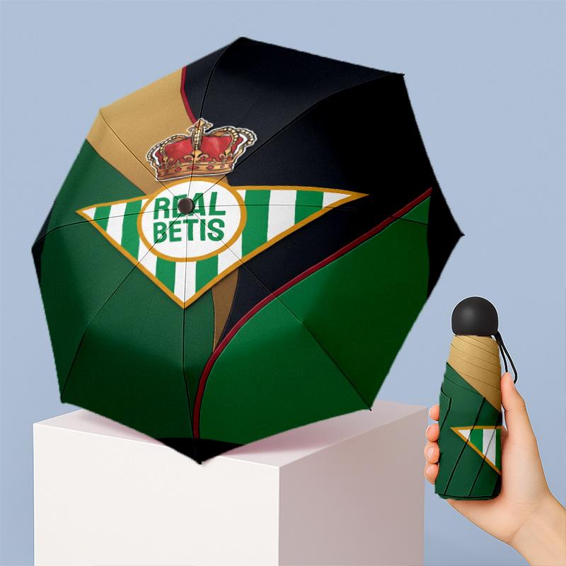 Real Betis Football Pattern Printed Mini 5 Folds 8 Ribs Compact Umbrella Windproof Waterproof Lightweight Portable Folding