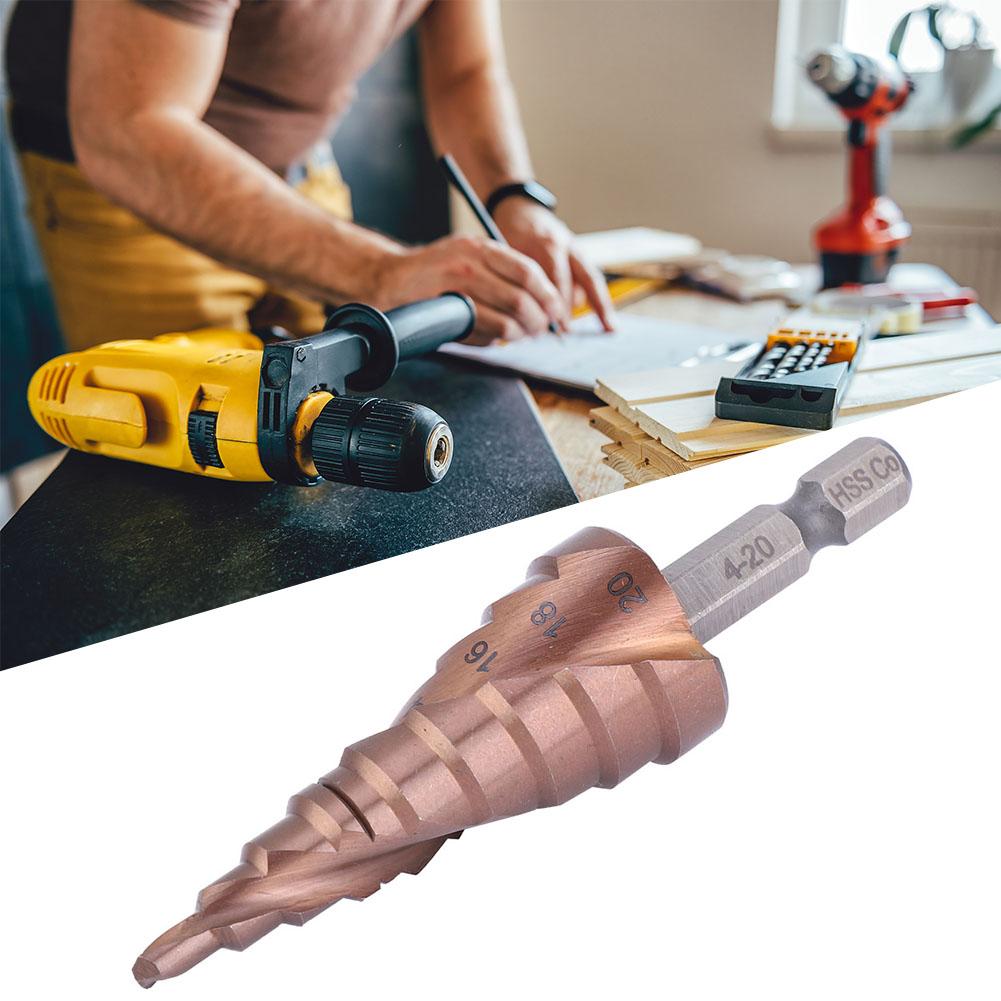 Step Drill Bit Multifunctional Cobalt Coating High Speed Steel Hex Shank Hole Opening Tool