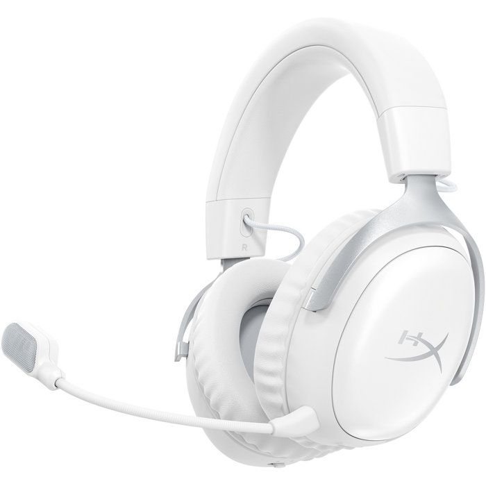 White HyperX Cloud III S Wireless Gaming Headset for PC Mac PS5 Mobile Switch with USB-C To USB-A Adapter and USB Cable
